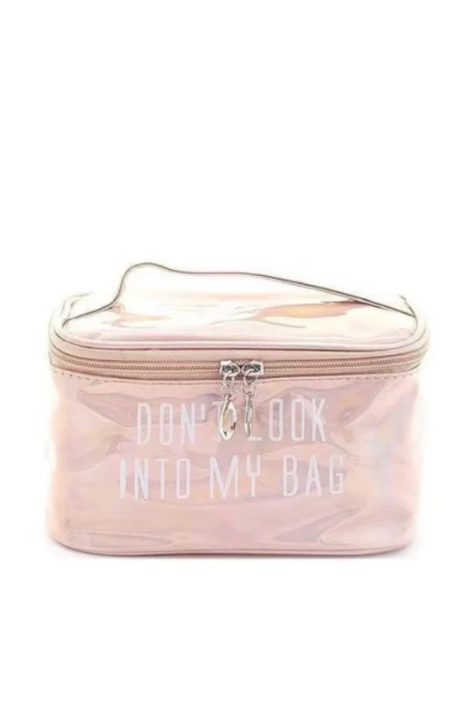 Extra Savings Fashion - “Don’t Look Into My Bag” Makeup  Bag Peach/Pink