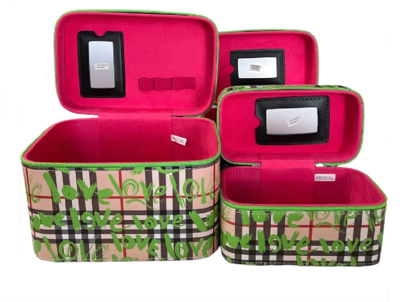 Limited Availability Fashion - Green Love Cosmetic Case 3pc
