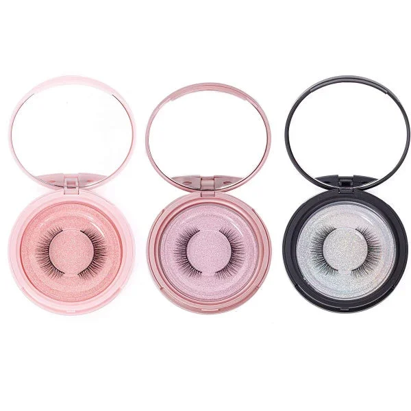 Don't Wait Fashion - Round Eyelash Storage Case with MakeUp Mirror