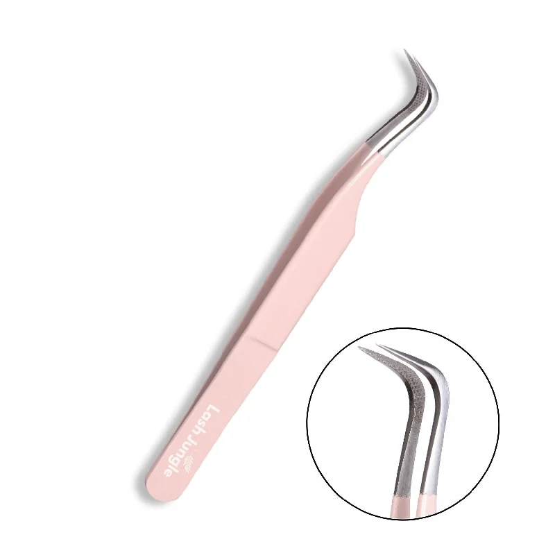 Special Discount M Curve Fibre Tip Lash Tweezers - Pink
