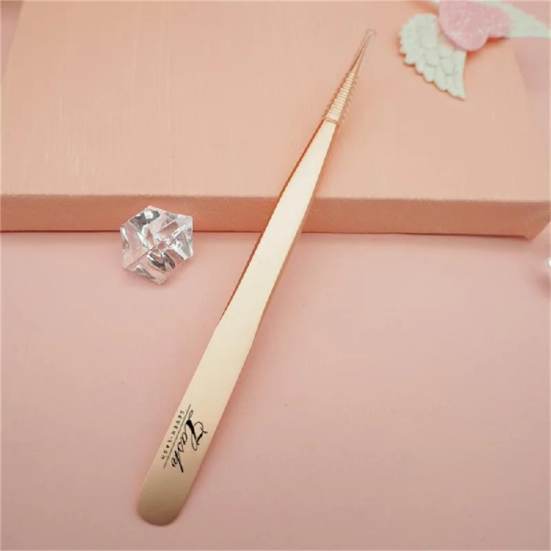 Value Deals SR-01 Rose Gold Straight Tweezer For Lash Extension